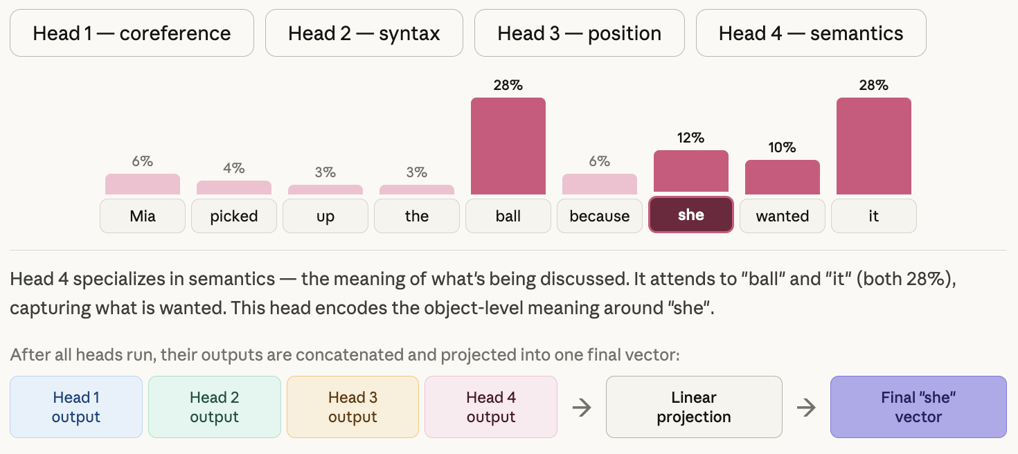 Visualization of Head 4&rsquo;s attention pattern, demonstrating the diversity of learned attention strategies across heads